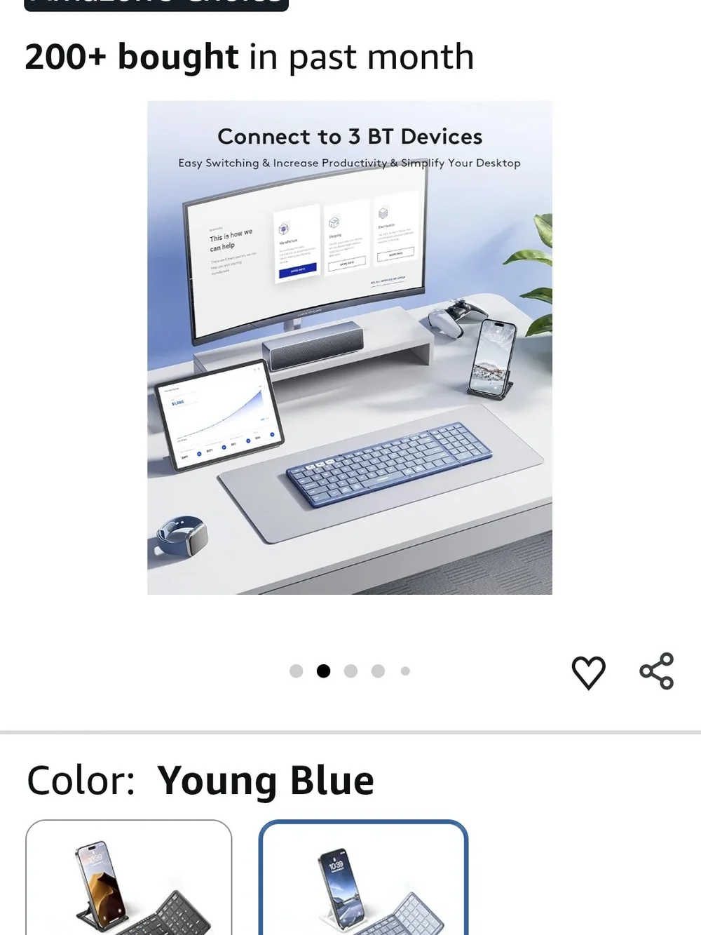 SAMSERS Full-Size Folding Wireless Keyboard in Blue